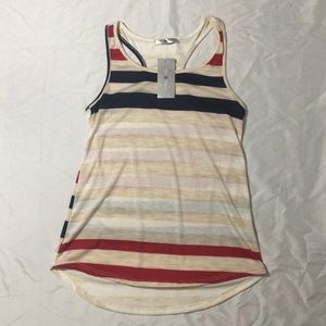 Cute white with red and blue striped tank top!